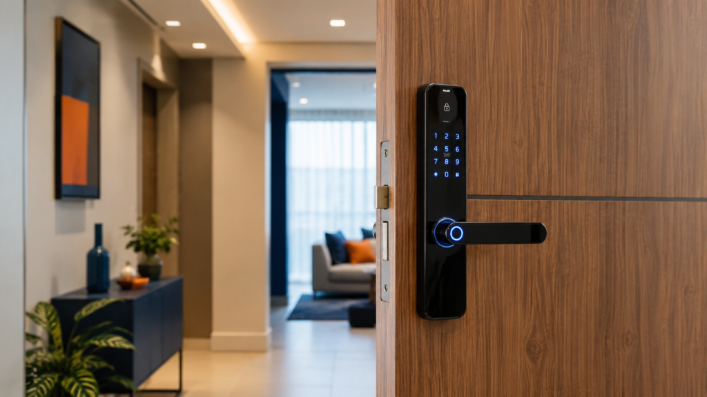 Melhores fechaduras digitais para apartamento instaladas em porta de madeira