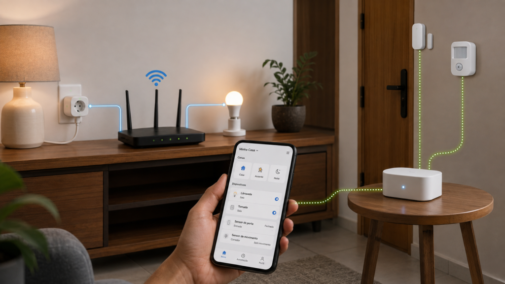 Dispositivos Smart Life conectados por Wi-Fi e por hub Zigbee